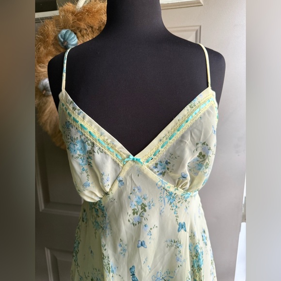 Vintage Secret Treasures butterfly garden ribbon trim slip robe set, size large - Picture 6 of 14